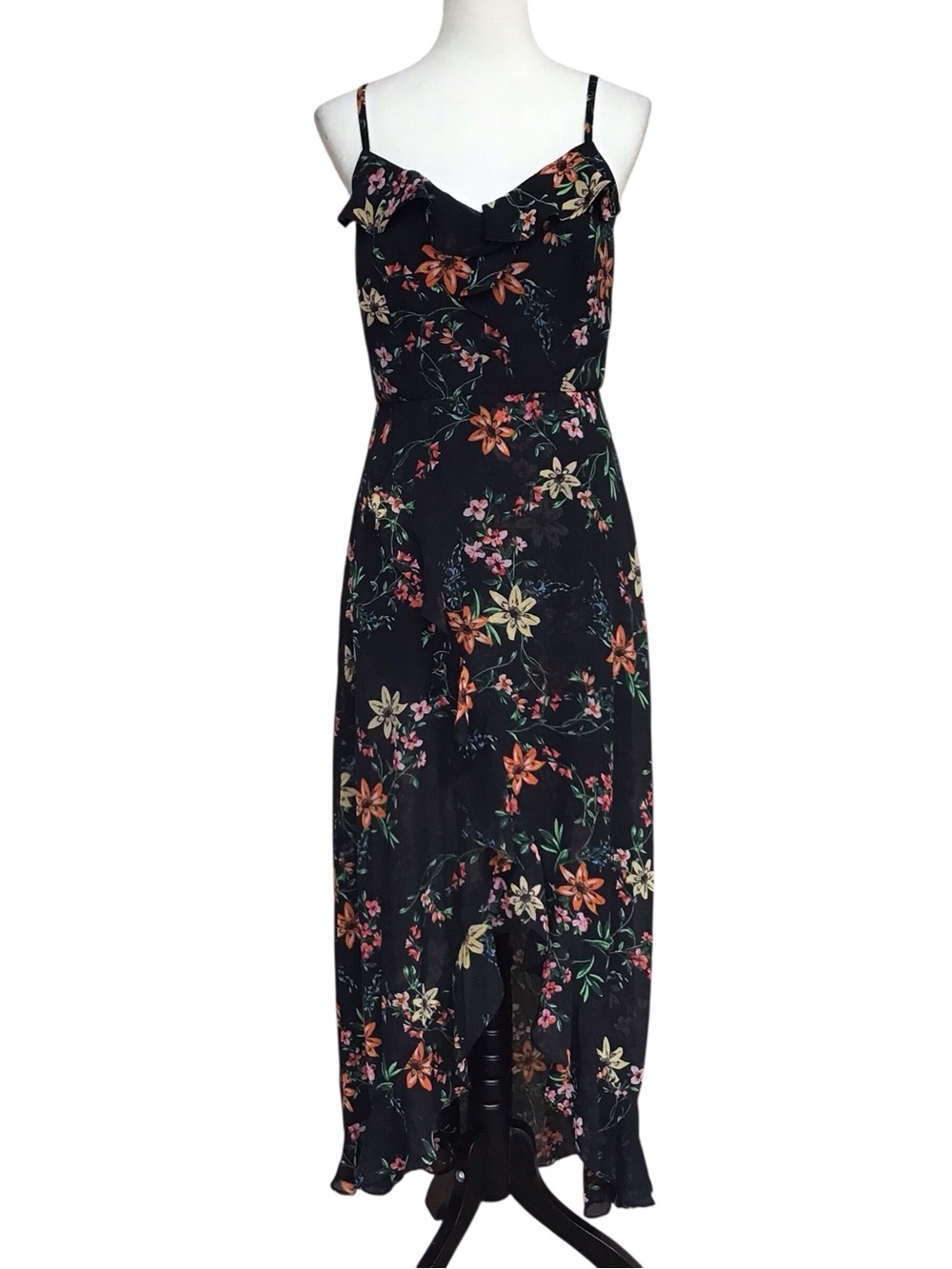 Kensie Floral Chiffon High Low Maxi Dress Size 6 NEW